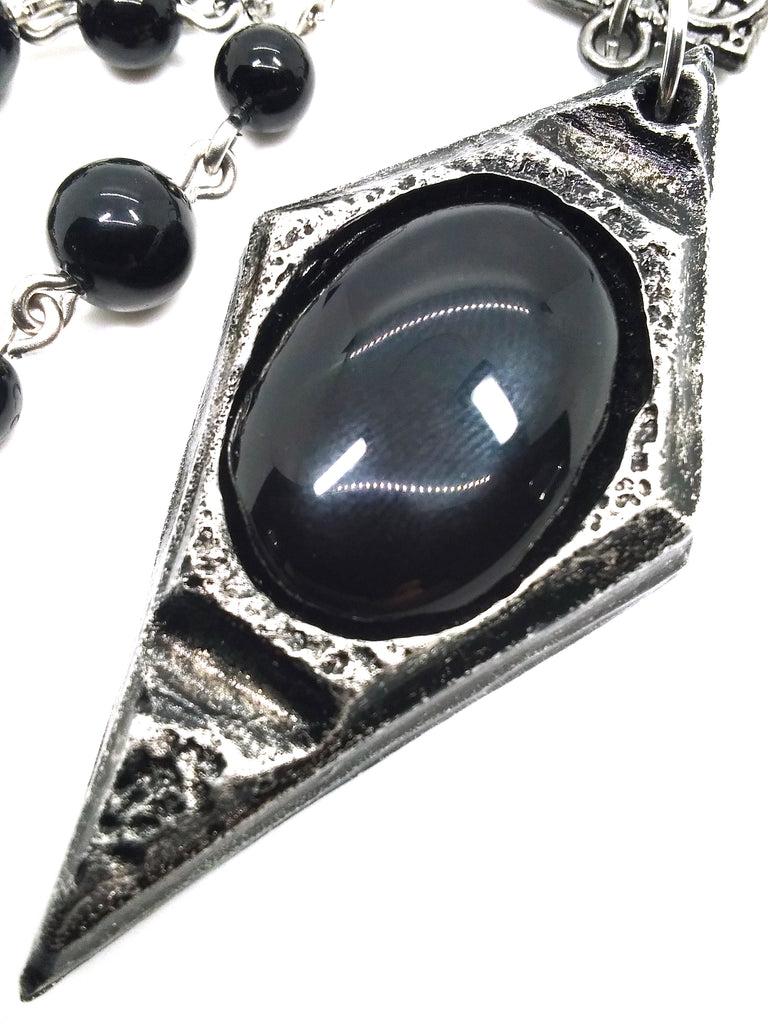 Goth Necklace - Goth Jewelry - Obelisk - Onyx – JunkyardBat