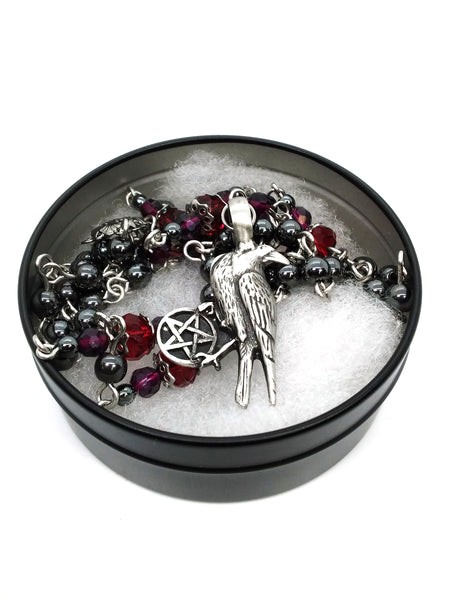 Goth Rosary - Crimson Raven