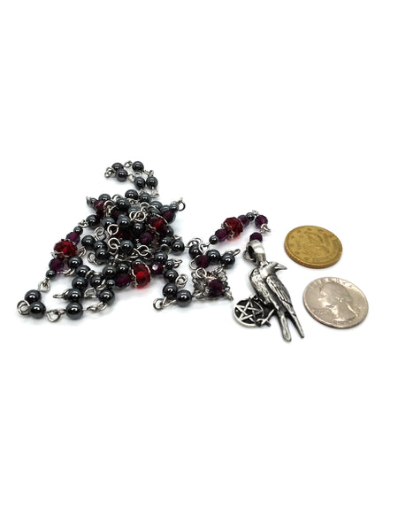 (Wholesale) Goth Rosary - Crimson Raven