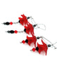 (Wholesale) Goth Earrings - Flower Dangle Earrings - Crimson