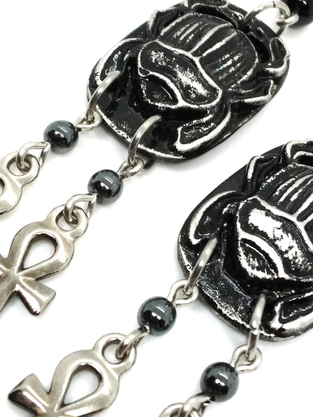 Goth Earrings - Scarab and Ankh