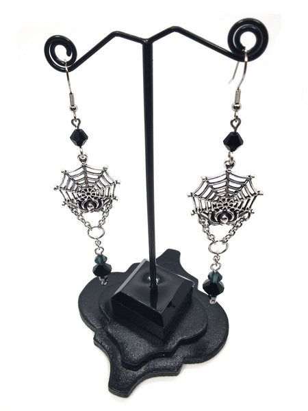 (Wholesale) Goth Earrings - Spider Web