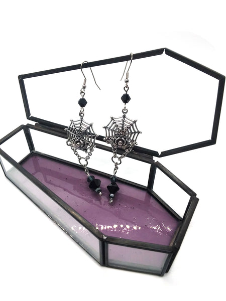 (Wholesale) Goth Earrings - Spider Web