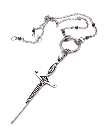 Goth Necklace - Ring and Sword